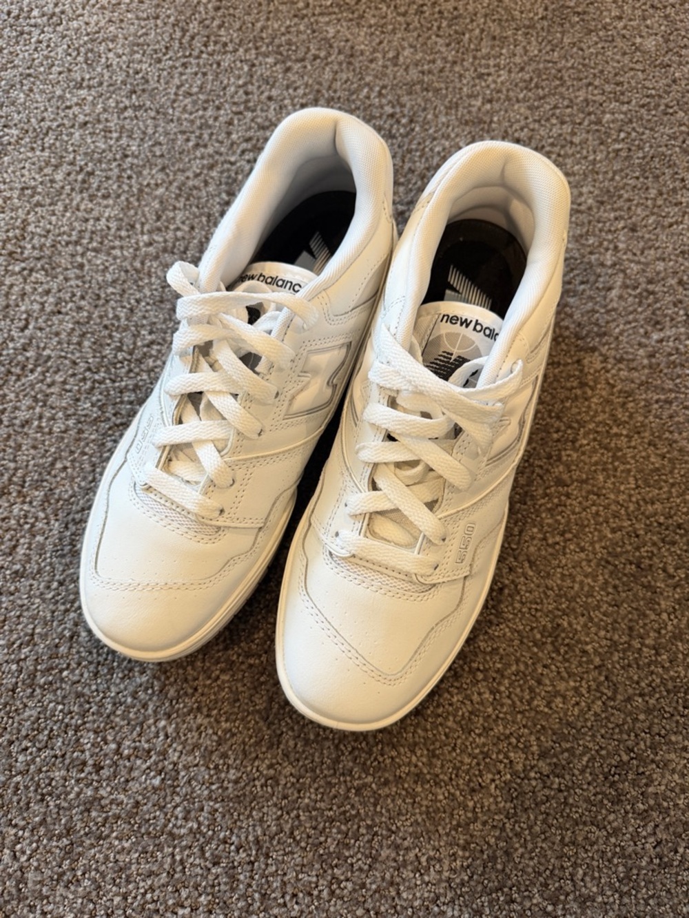 New Balance White Leather Lace-Up Sneakers